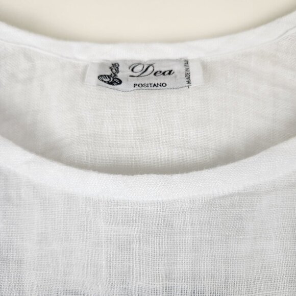 Dea Positano Size M 100% Linen Relaxed Fit Lagenlook Minimalist 3/4 Sleeve Top - Picture 4 of 4